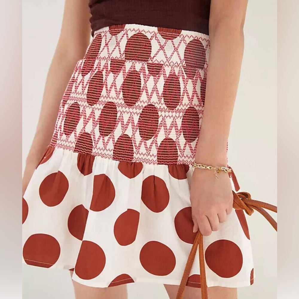 Anthropologie Maeve Mini Falda Smocked Skirt